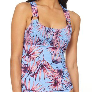 Jessica Simpson Palmy Days Printed Smocked Top O-R